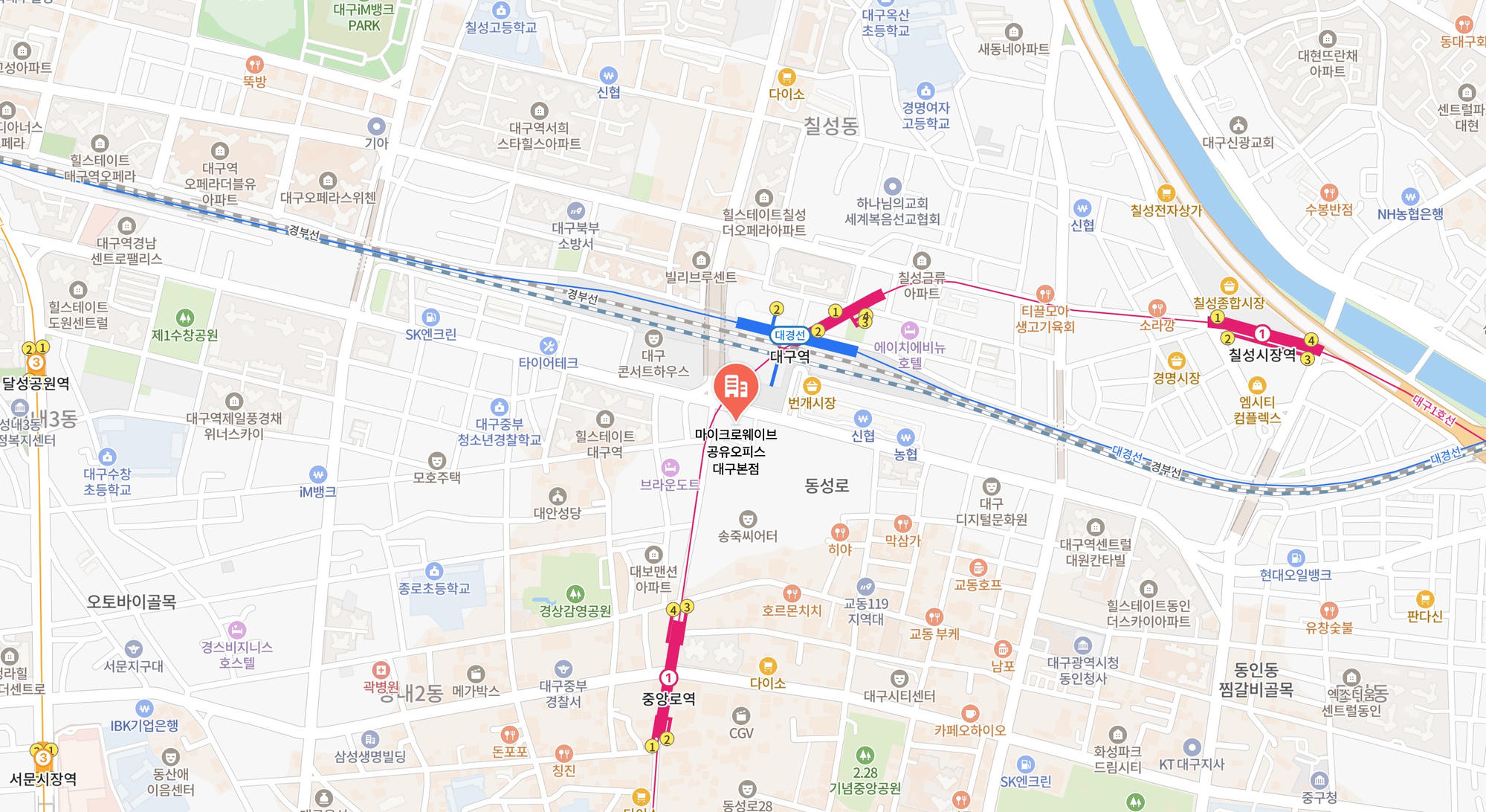 대구역 맞은편 마이크로웨이브 대구 본점 약도